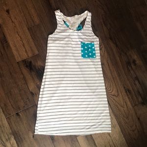 White & black striped with bow, maternity dress